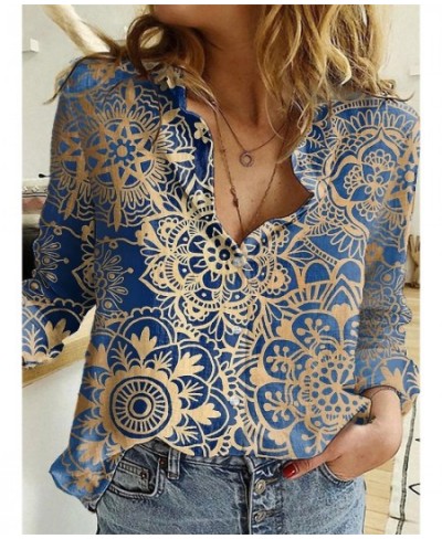 Spring New Printed Shirt with Buttons Women's Shirt Slim Comfortable Fashion Basic V-neck Casual Long-sleeved XS-8XL $28.31 -...