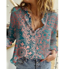 Spring New Printed Shirt with Buttons Women's Shirt Slim Comfortable Fashion Basic V-neck Casual Long-sleeved XS-8XL $28.31 -...