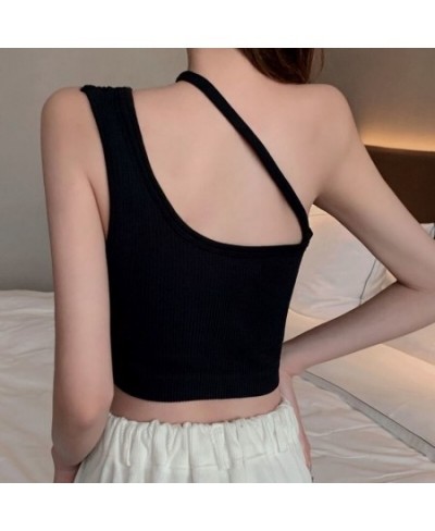 Women Basic Vest Crop Top Summer Fashion Casual Tank 2022 Sling Cropped Tops One Shoulder Sexy Camis Female Clothing $13.88 -...