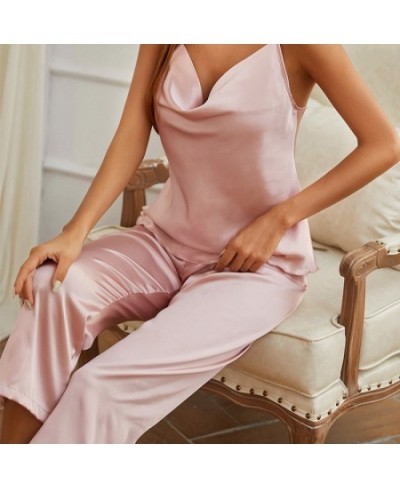 New Sexy Women's Pajamas Fashion Silk Pajamas for Women Sleepwear Pyjamas Silk Satin Cami Top and Shorts Pajamas for Women $2...