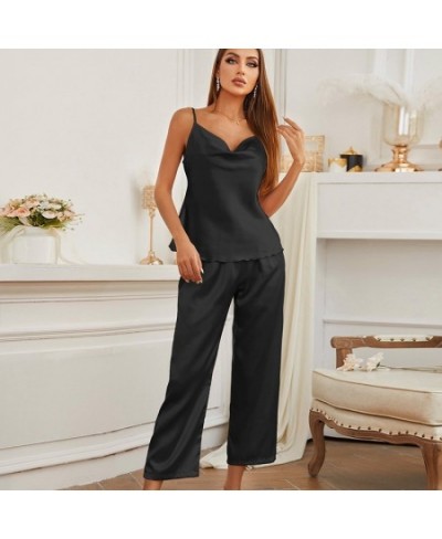 New Sexy Women's Pajamas Fashion Silk Pajamas for Women Sleepwear Pyjamas Silk Satin Cami Top and Shorts Pajamas for Women $2...