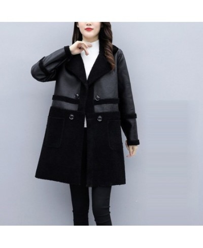 Large Size Women's Winter Sheepskin Coat New Turn-down Collar Pocket Lambskin Leather Long Coat 5xl Women's Fur Coat $83.25 -...