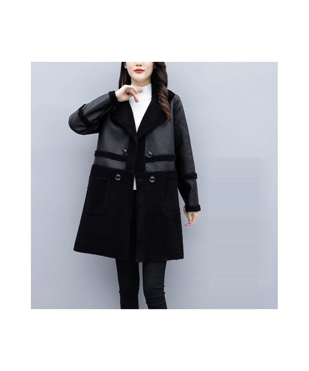 Large Size Women's Winter Sheepskin Coat New Turn-down Collar Pocket Lambskin Leather Long Coat 5xl Women's Fur Coat $83.25 -...