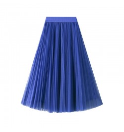 Women Pleated Tulle Skirt Spring Summer 2022 New High Waist Mesh Long Maxi Skirt Female Red Black Blue Adult Tutu Skirt $28.3...