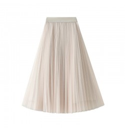 Women Pleated Tulle Skirt Spring Summer 2022 New High Waist Mesh Long Maxi Skirt Female Red Black Blue Adult Tutu Skirt $28.3...