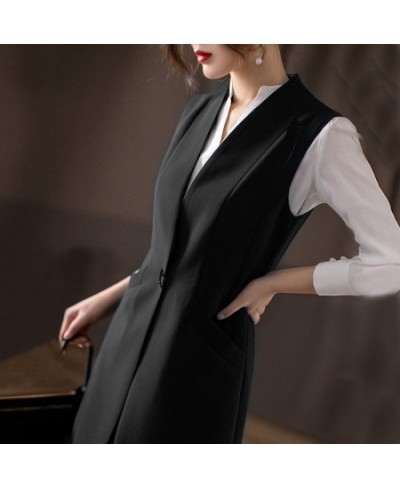 2023 Spring Classic Women Long Blazer Vest Female Elegant Office Lady Coats Ladies Waistcoat Causal Slim Sleeveless Jackets $...