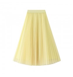 Women Pleated Tulle Skirt Spring Summer 2022 New High Waist Mesh Long Maxi Skirt Female Red Black Blue Adult Tutu Skirt $28.3...