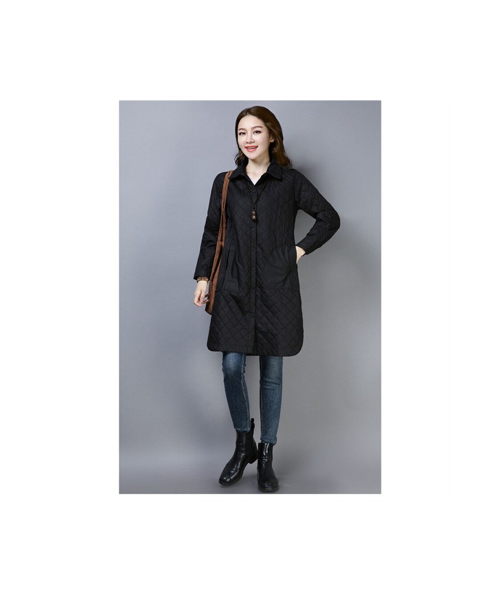 Autumn New Thin Cotton Jacket Women Middle School And Long Section Spring Loose Cotton-Padded Jacket Female Tooling Cotton Co...