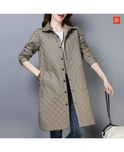 Autumn New Thin Cotton Jacket Women Middle School And Long Section Spring Loose Cotton-Padded Jacket Female Tooling Cotton Co...