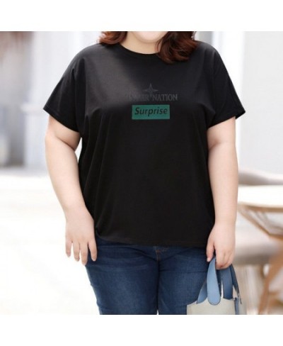 Simplicity Female Clothing Solid Color Short Sleeve T-Shirt Casual Plus Size O-Neck Letter Printing Loose Pullover Summer Top...