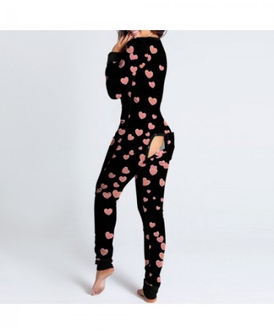 Women Sexy Pajamas Onesies Button-down Front Functional Buttoned Flap Adults Pyjama V-neck Long Sleeve Jumpsuit Female $33.91...