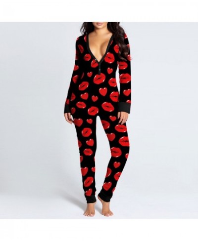 Women Sexy Pajamas Onesies Button-down Front Functional Buttoned Flap Adults Pyjama V-neck Long Sleeve Jumpsuit Female $33.91...