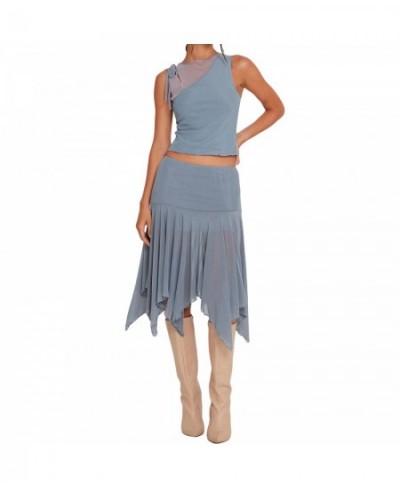 Women s Summer Long Skirt Solid Color High Waist Irregular Pleated Hem Streetwear Skirt $26.83 - Skirts