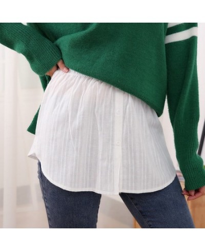 Fashion Women Fake Hem Skirts Elastic Waist Adjustable A-Line False Skirt Solid Color Buttons Detachable Underskirt Apron $22...