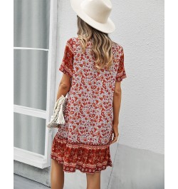 Bohemia Floral Print Ruffles Summer Dress Women Causal V-neck Tassel Lace Up Mini Dress Female Vintage Beach Holiday Party $3...