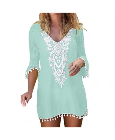 Women Tassel Lace Crochet Swimwear Beach Cover Up Casual Loose Holiday Beachwear Female Vacation Bathing Suit Cover Up $27.97...