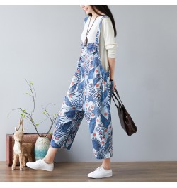 Women Leaves Print Holes Ripped Vintage Denim Jumpsuits ladies Loose Retro Cute Overalls pants Female Bleached Rompers 2023 $...