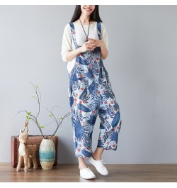 Women Leaves Print Holes Ripped Vintage Denim Jumpsuits ladies Loose Retro Cute Overalls pants Female Bleached Rompers 2023 $...