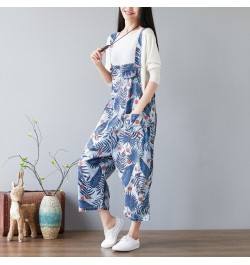 Women Leaves Print Holes Ripped Vintage Denim Jumpsuits ladies Loose Retro Cute Overalls pants Female Bleached Rompers 2023 $...