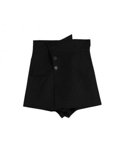 Skirts Women Black Mini Elegant Fashion Design Button College Asymmetrical Ulzzang Empire Solid Casual All-match Temperament ...