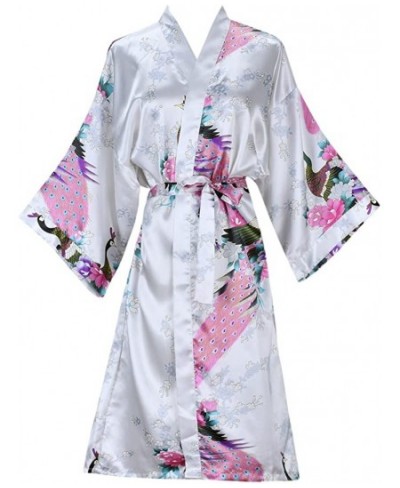 Silk Satin Wedding Bride Bridesmaid Robe Floral Bathrobe Short Kimono Robe Night Robe Bath Robe Fashion Dressing Gown For Wom...