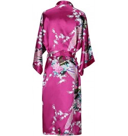 Silk Satin Wedding Bride Bridesmaid Robe Floral Bathrobe Short Kimono Robe Night Robe Bath Robe Fashion Dressing Gown For Wom...