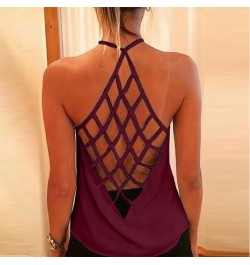 Summer Women's Color Tank Solid Printed Backless Sleeveless Strap Fashion Women's Blouse $55.43 - Underwear