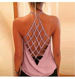 Summer Women's Color Tank Solid Printed Backless Sleeveless Strap Fashion Women's Blouse $55.43 - Underwear