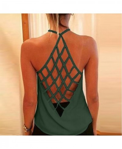 Summer Women's Color Tank Solid Printed Backless Sleeveless Strap Fashion Women's Blouse $55.43 - Underwear