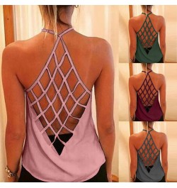 Summer Women's Color Tank Solid Printed Backless Sleeveless Strap Fashion Women's Blouse $55.43 - Underwear