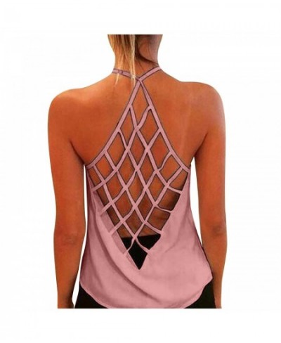 Summer Women's Color Tank Solid Printed Backless Sleeveless Strap Fashion Women's Blouse $55.43 - Underwear