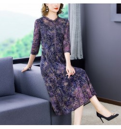 2023 New Print Ruffled Collar Mesh Chiffon Midi Dress Women Korean Vintage Casaul Robe Summer Elegant Bodycon Light Party Dre...