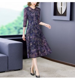 2023 New Print Ruffled Collar Mesh Chiffon Midi Dress Women Korean Vintage Casaul Robe Summer Elegant Bodycon Light Party Dre...