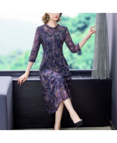 2023 New Print Ruffled Collar Mesh Chiffon Midi Dress Women Korean Vintage Casaul Robe Summer Elegant Bodycon Light Party Dre...