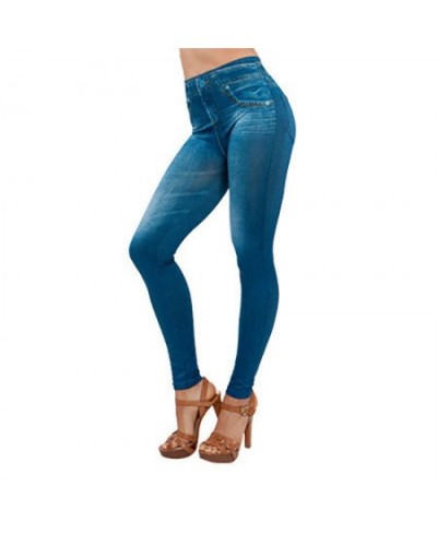 2022 New Vintage Elastic Imitation Denim Leggings High Waist Slim Fit Hip Leggings Women's Jeans Pants Female Clothing Trouse...