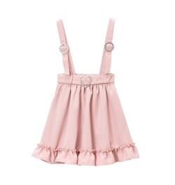 Japanese Lolita Woman Dearmylove Short Suspender Skirt Student 2023 Spring Sweet Solid Color Elastic Waist Ruffles Skirts Wom...