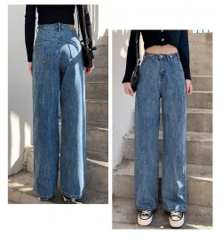 Women's Jeans Street High Waist Pants Light Color Cotton Korean Fashion Loose Jeans Metal Buckle Wide Leg Y2k Female Jeans $4...