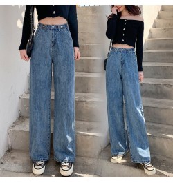 Women's Jeans Street High Waist Pants Light Color Cotton Korean Fashion Loose Jeans Metal Buckle Wide Leg Y2k Female Jeans $4...