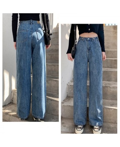 Women's Jeans Street High Waist Pants Light Color Cotton Korean Fashion Loose Jeans Metal Buckle Wide Leg Y2k Female Jeans $4...