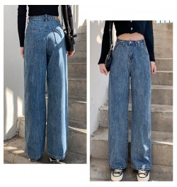 Women's Jeans Street High Waist Pants Light Color Cotton Korean Fashion Loose Jeans Metal Buckle Wide Leg Y2k Female Jeans $4...