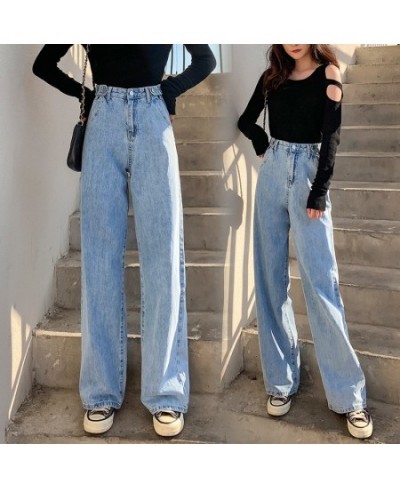 Women's Jeans Street High Waist Pants Light Color Cotton Korean Fashion Loose Jeans Metal Buckle Wide Leg Y2k Female Jeans $4...