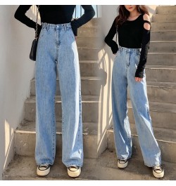 Women's Jeans Street High Waist Pants Light Color Cotton Korean Fashion Loose Jeans Metal Buckle Wide Leg Y2k Female Jeans $4...