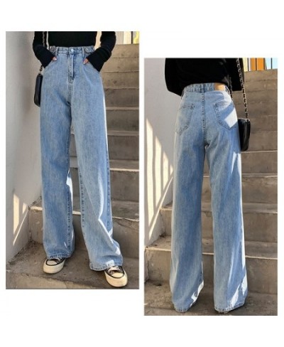 Women's Jeans Street High Waist Pants Light Color Cotton Korean Fashion Loose Jeans Metal Buckle Wide Leg Y2k Female Jeans $4...