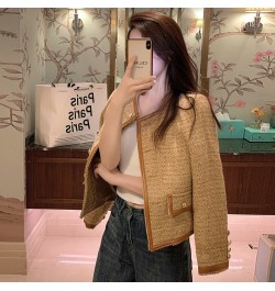 Runway Fall Small Fragrance Vintage Women's Clothes Luxury Elgeant O-Neck Woolen Tweed Brand Jackets Mujer Outwear $62.32 - J...