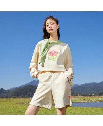 Set Women Long Sleeved Sweater Shorts 2023 New Loose Sports Two-Piece Set $79.93 - Suits & Sets