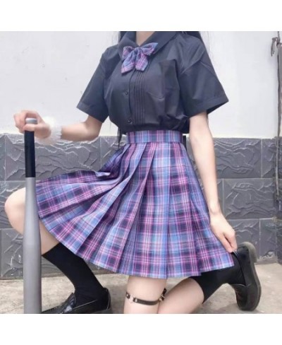 Japan Women Pleated Skirt High Waist Fashion JK Plaid Mini Skirt Elegant Bow A Line Dancing Summer Girls Cosplay Faldas $27.2...