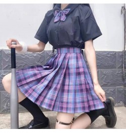 Japan Women Pleated Skirt High Waist Fashion JK Plaid Mini Skirt Elegant Bow A Line Dancing Summer Girls Cosplay Faldas $27.2...