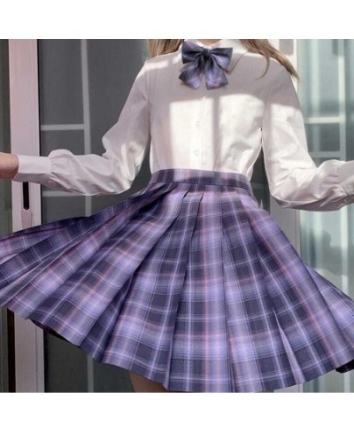 Japan Women Pleated Skirt High Waist Fashion JK Plaid Mini Skirt Elegant Bow A Line Dancing Summer Girls Cosplay Faldas $27.2...