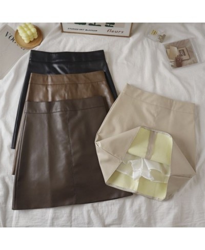 PU Summer Large size Leather skirt Wrap-around skirt Women High waist outer wear A-line short skirt black Casual mini Half $3...