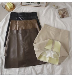 PU Summer Large size Leather skirt Wrap-around skirt Women High waist outer wear A-line short skirt black Casual mini Half $3...